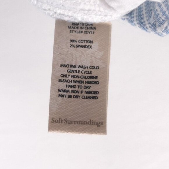 NWT Soft Surroundings Jeans BlueWhite Striped Straight Leg Denim Railroad Size 8 - Picture 13 of 14